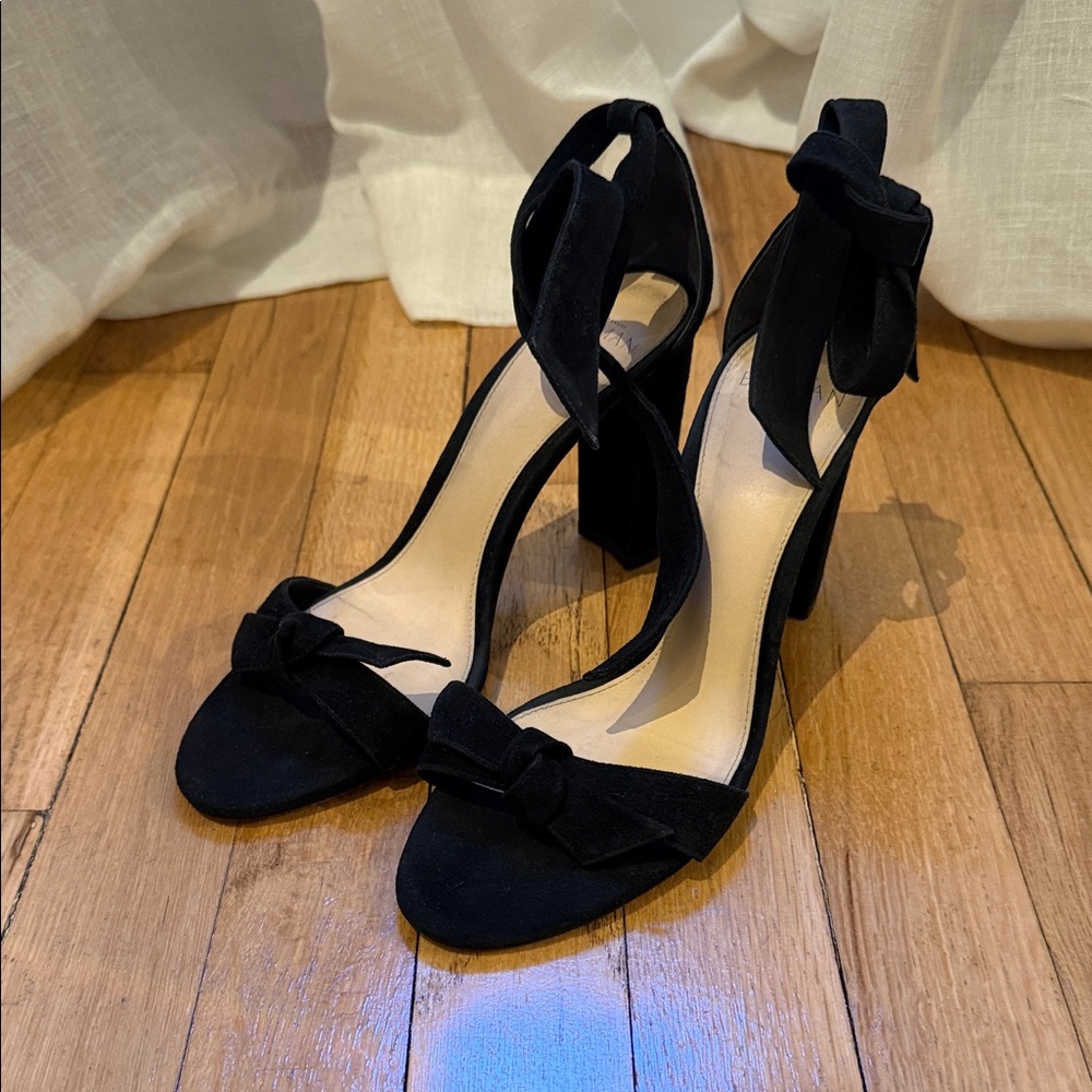 Alexandre Birman Black Suede Heels with Bow Detail